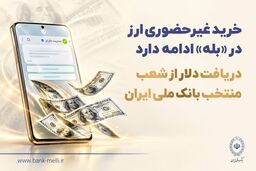 خرید غیرحضوری ارز در «بله» ادامه دارد / دریافت دلار از شعب منتخب بانک ملی ایران

